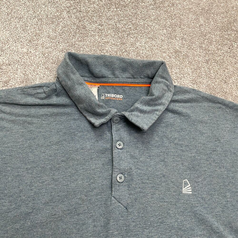 Decathlon 100M Tribord Adventure Polo Shirt Mens 2XL Heather Gray Sailing Soft - Picture 9 of 13